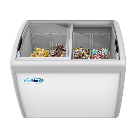KOOLMORE Commercial Ice Cream Freezer Display Case, Glass Top Chest Freezer with 4 Storage Baskets and Clear MCF-12C